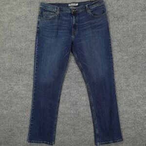 Member's Mark Jeans Mens 40x32 Blue Premium Straight Fit Stretch Dark Wash